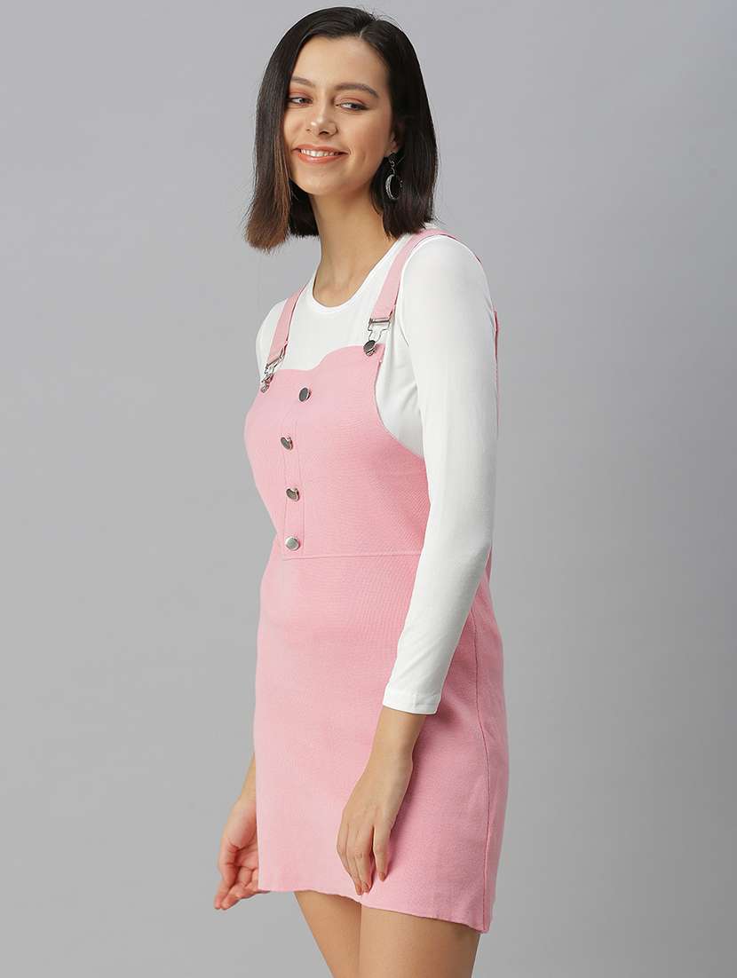 long sleeved solid pinafore dress - 18390436 -  Standard Image - 1