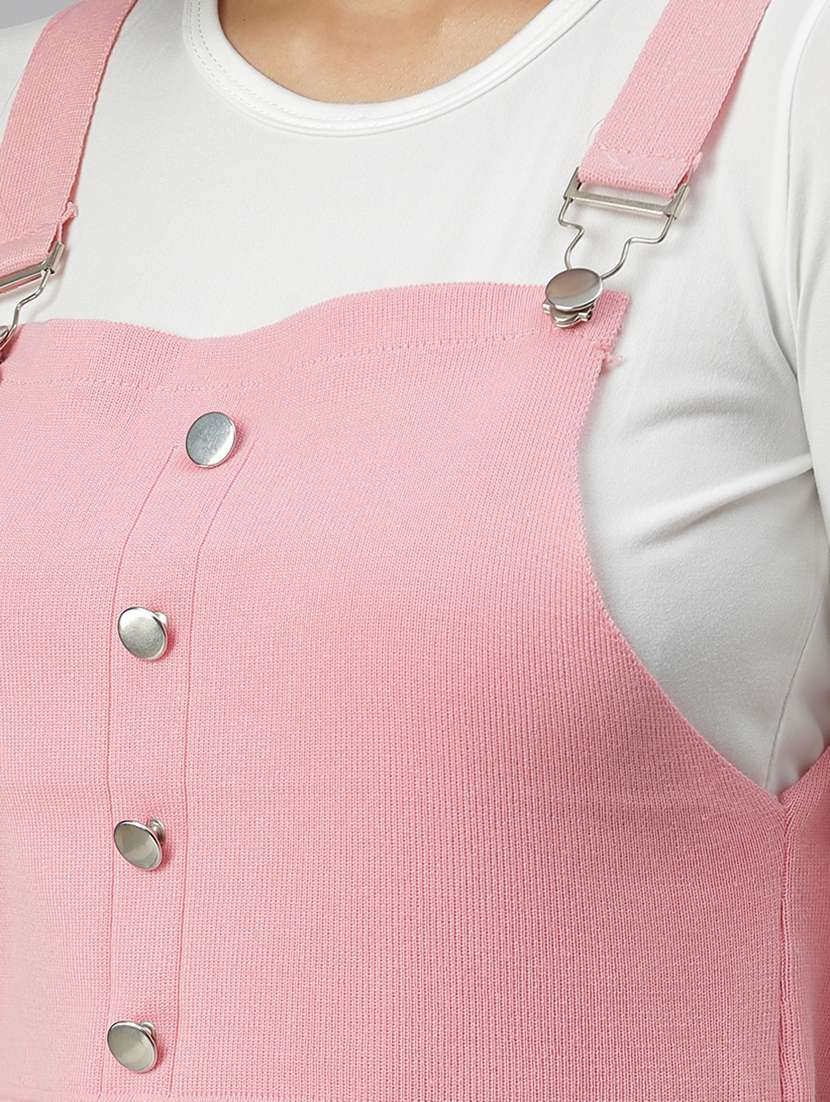 long sleeved solid pinafore dress - 18390436 -  Standard Image - 4