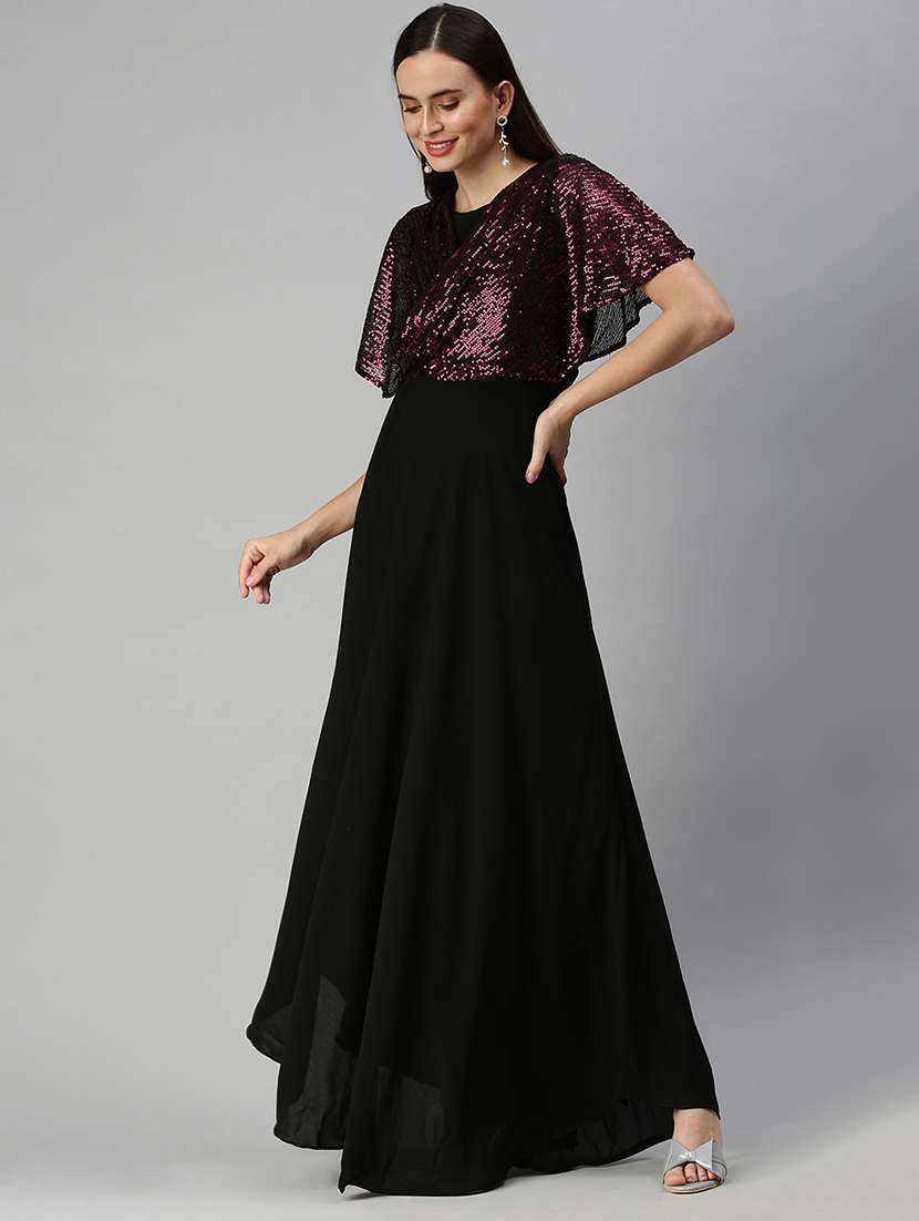 women's ruffle foil print dress - 18390456 -  Standard Image - 1