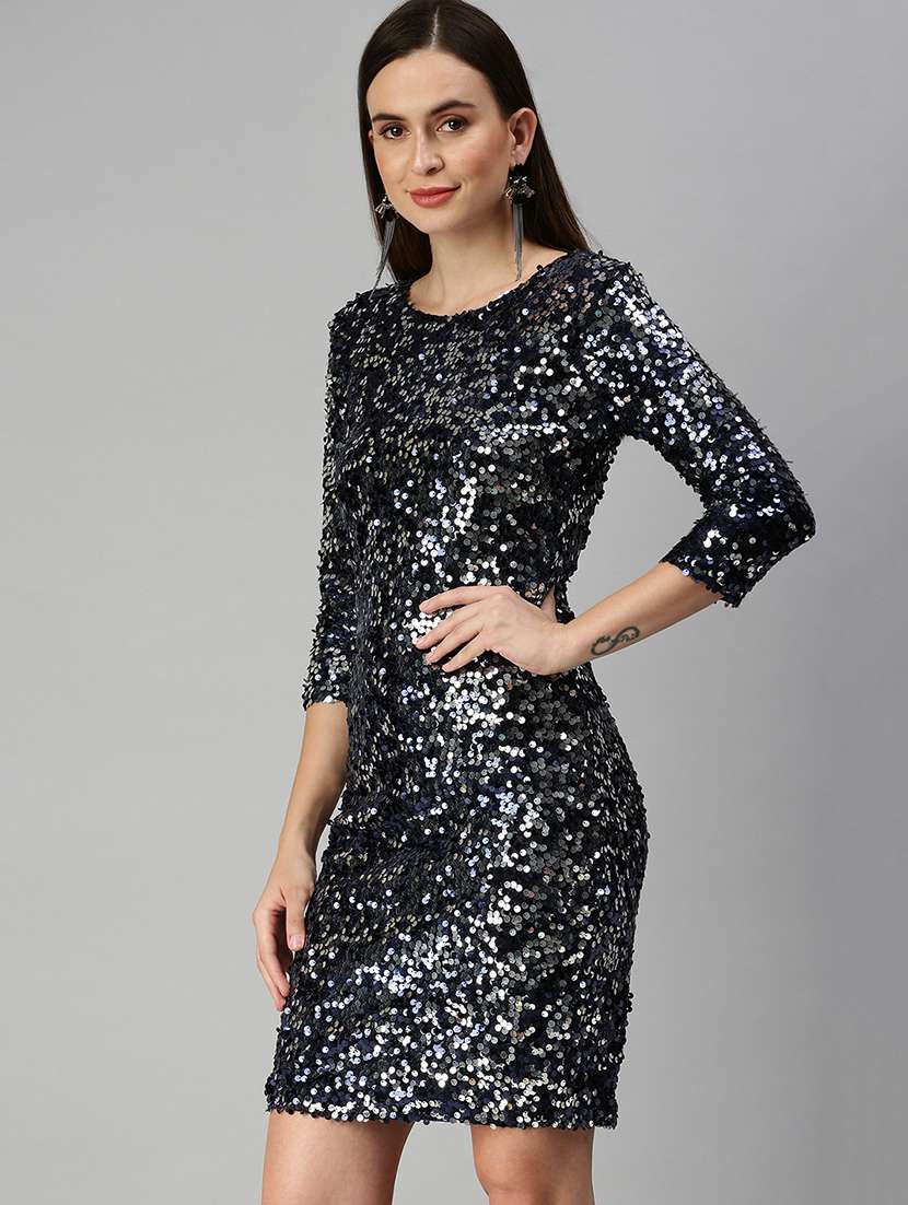 long sleeved sequin sheath dress - 18390465 -  Standard Image - 1