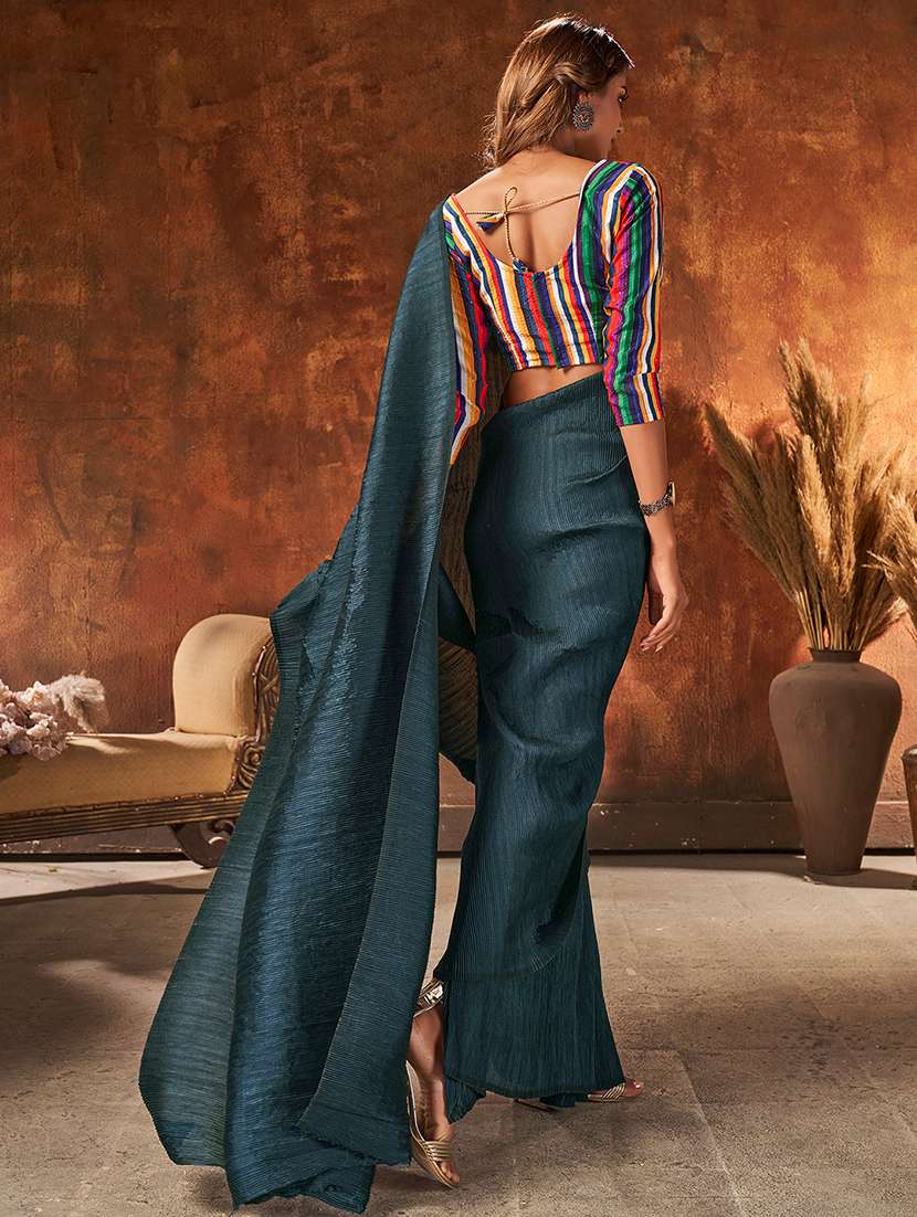 women's solid grey colored saree with blouse - 18390545 -  Standard Image - 1