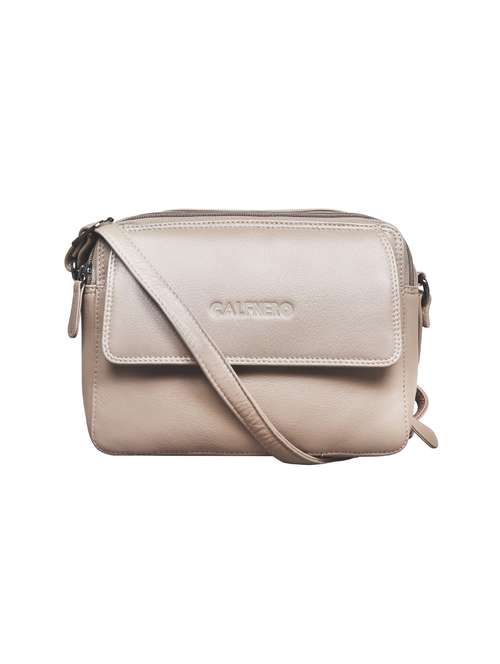 beige solid regular sling bag - 18390554 - Standard Image - 0