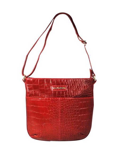 red textured regular sling bag - 18390574 -  Standard Image - 0