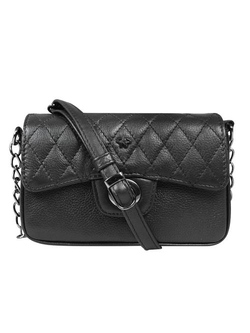 black textured regular sling bag - 18390601 - Standard Image - 0