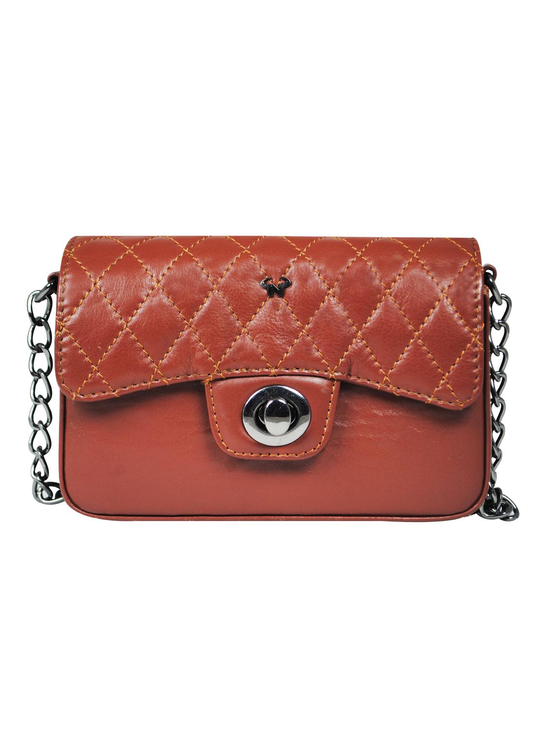 brown textured regular sling bag - 18390602 - Zoom Image - 0