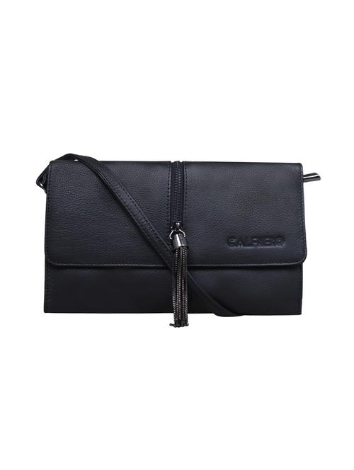 black solid regular sling bag - 18390613 - Standard Image - 0