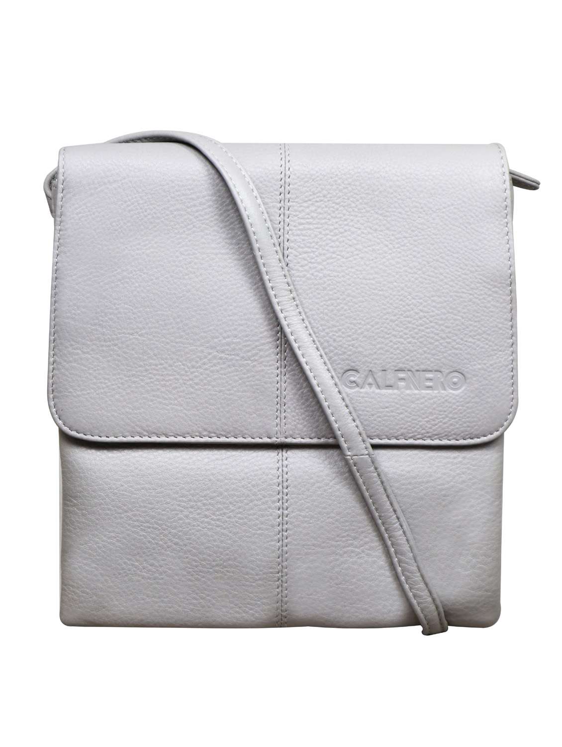 silver textured regular sling bag - 18390627 -  Zoom Image - 0