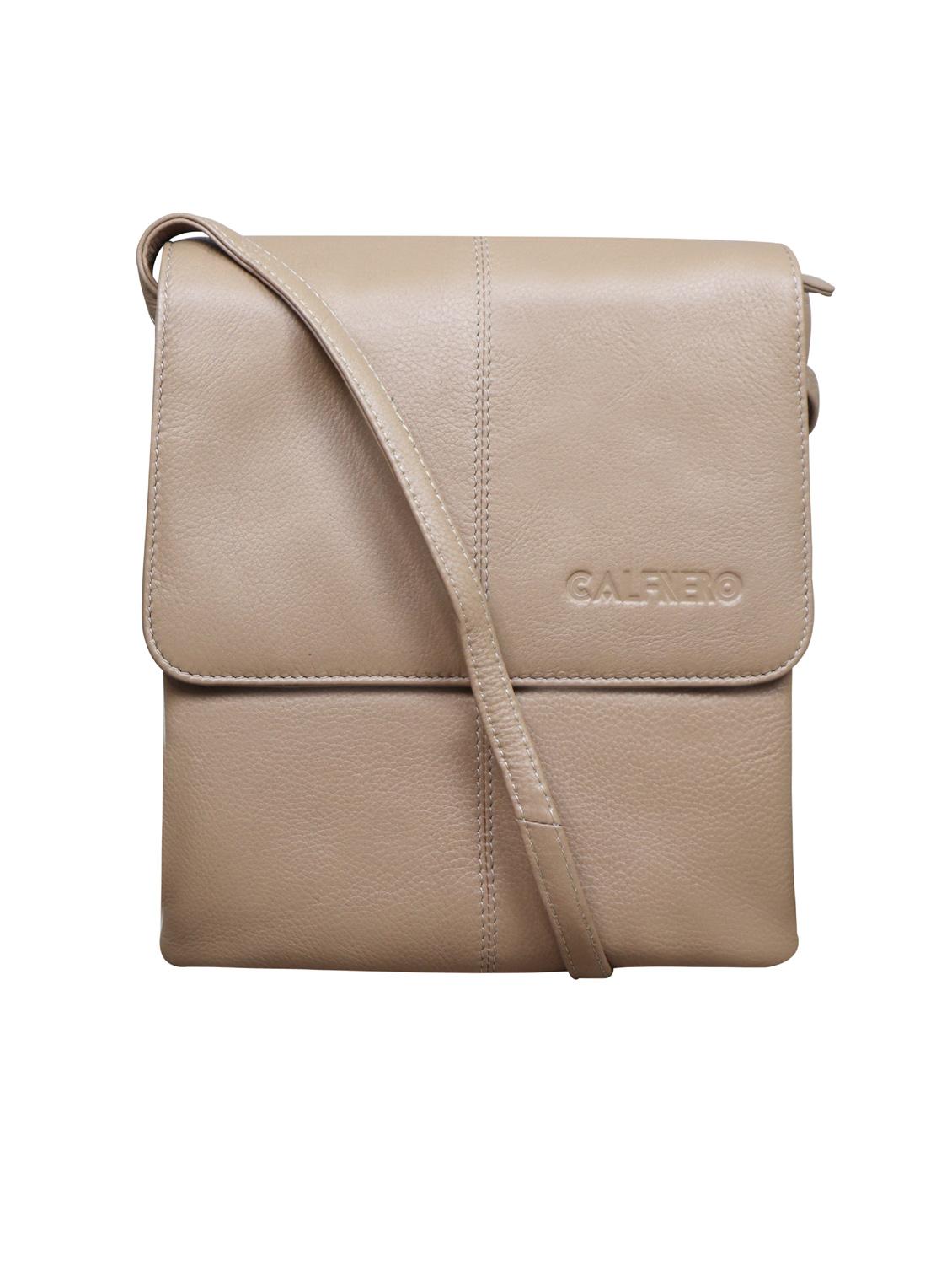 beige textured regular sling bag - 18390628 - Zoom Image - 0