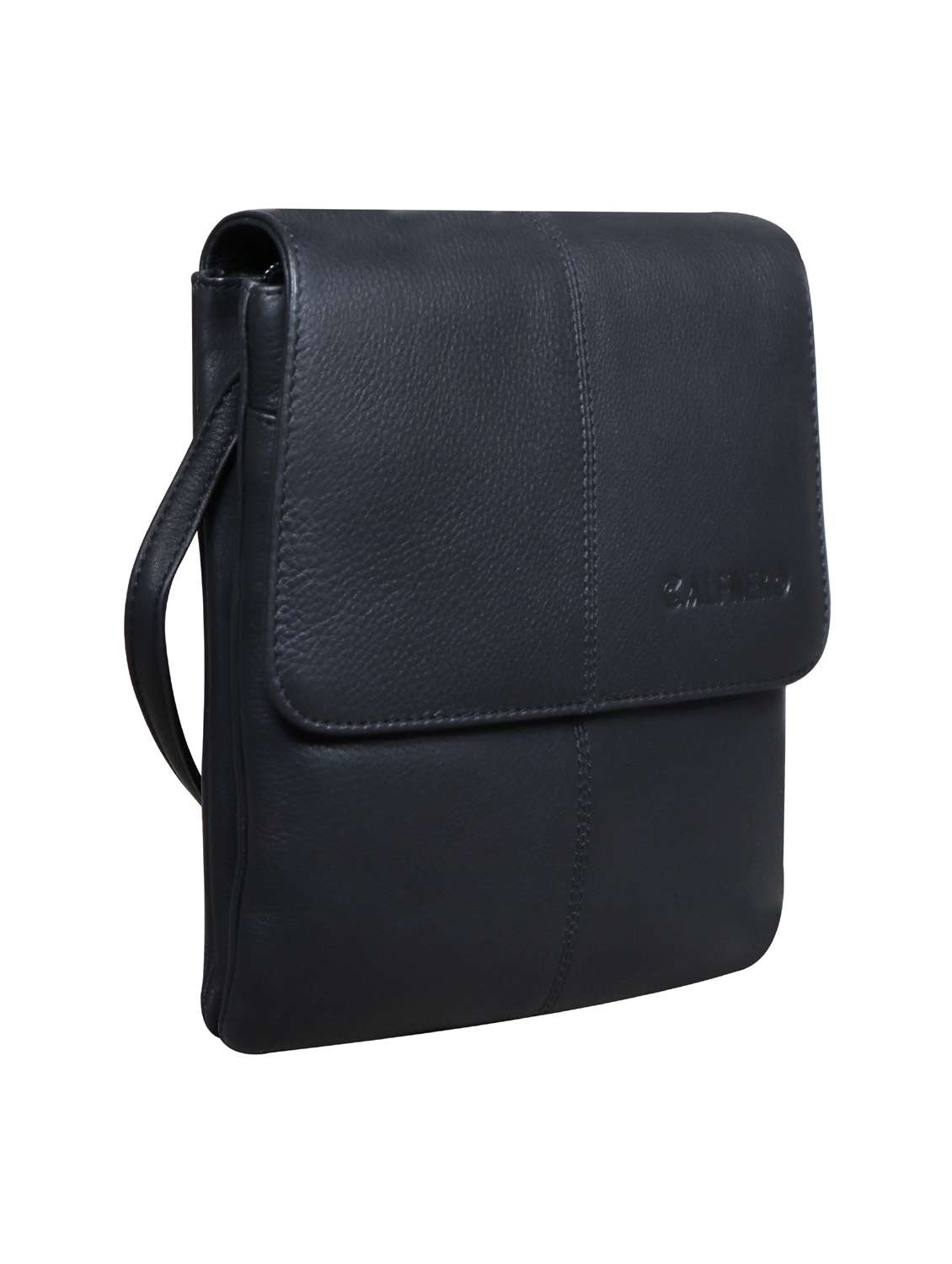 black textured regular sling bag - 18390631 -  Standard Image - 4