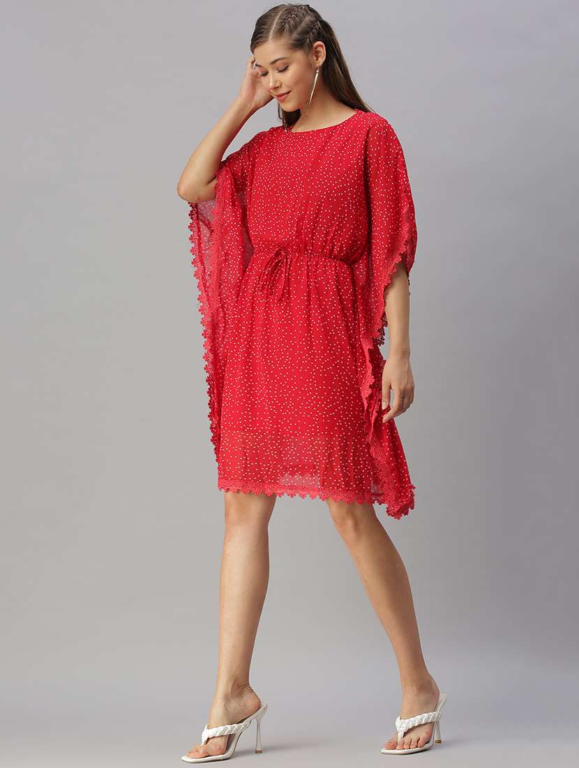 round neck polka dots straight dress - 18390653 -  Standard Image - 1