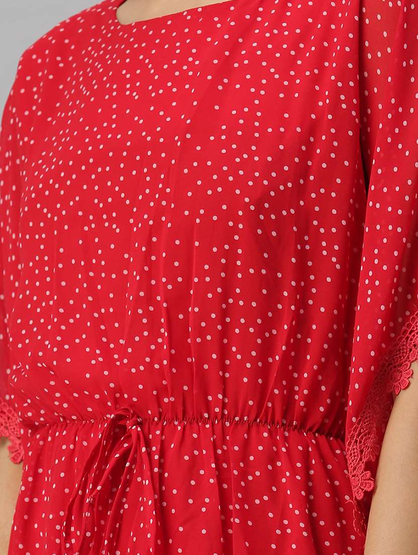 round neck polka dots straight dress - 18390653 -  Standard Image - 4