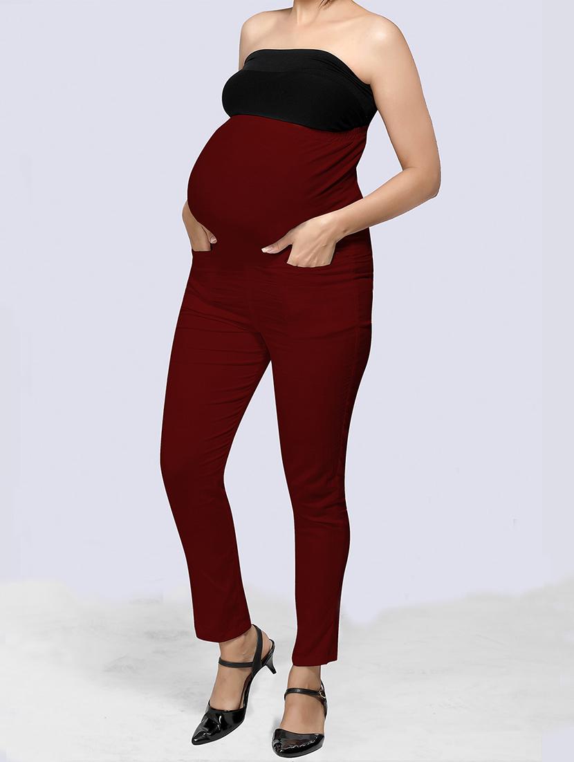 high rise solid maternity wear pant - 18390701 -  Standard Image - 1