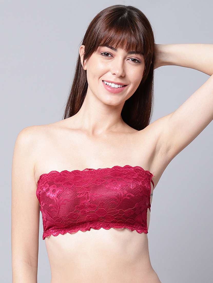 maroon solid tube bra