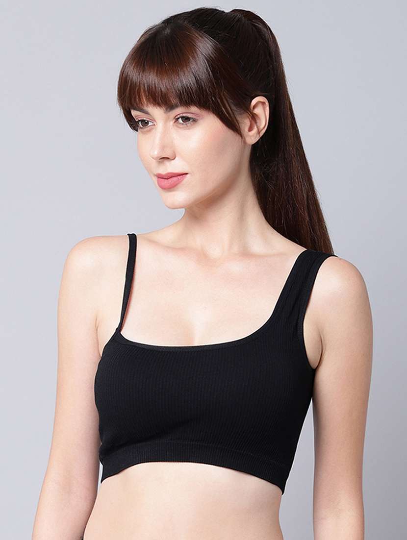 black solid bralette bra - 18390780 -  Standard Image - 1