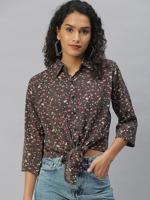 shirt collar floral regular shirt - 18390853 - Standard Image - 0
