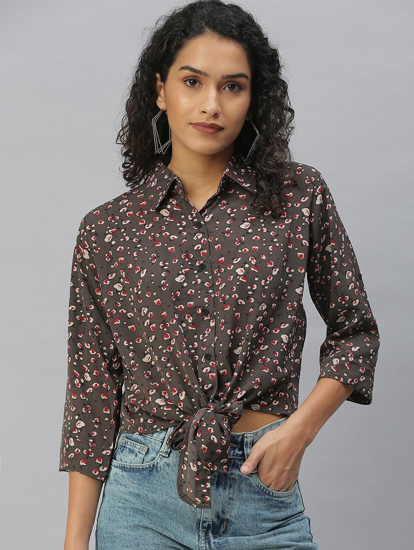 shirt collar floral regular shirt - 18390853 - Zoom Image - 0