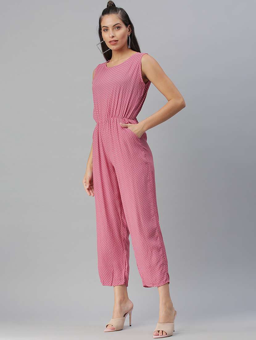 round neck printed full leg jumpsuit - 18390888 -  Standard Image - 1