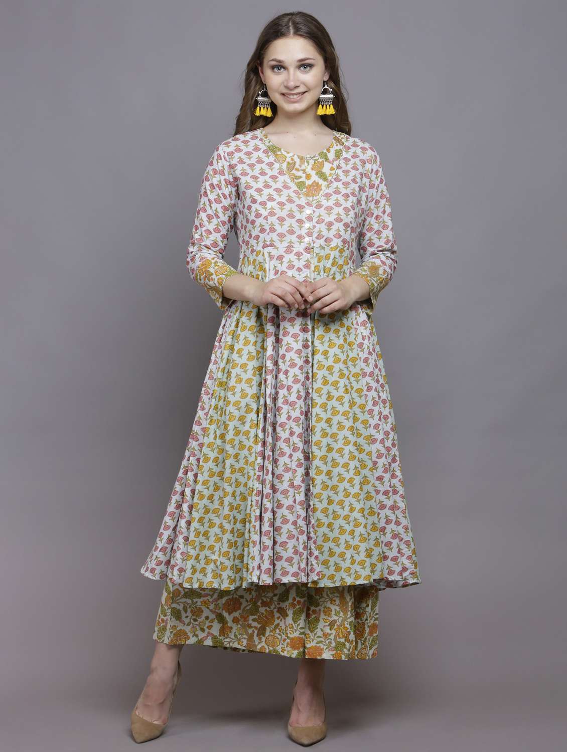 multi colored kurta palazzo set