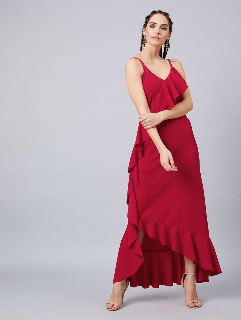 women's asymmetric solid dress