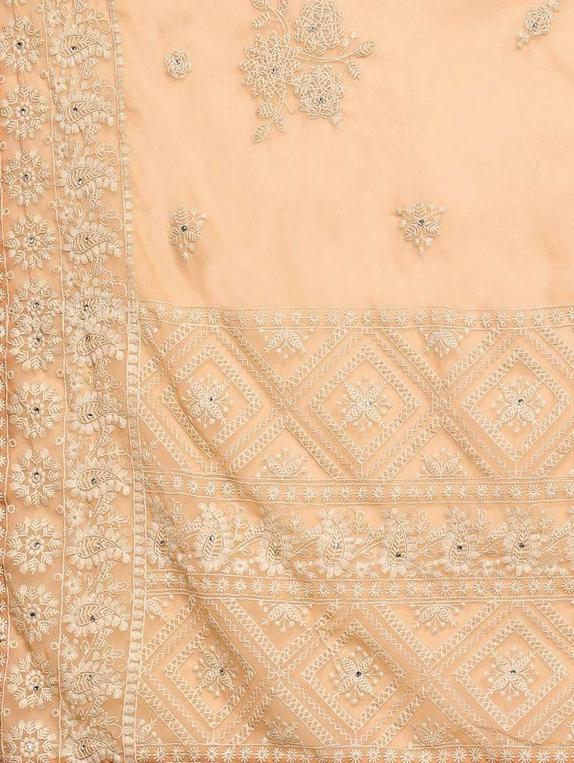 cream georgette embroidered saree with blouse - 18391647 -  Standard Image - 4