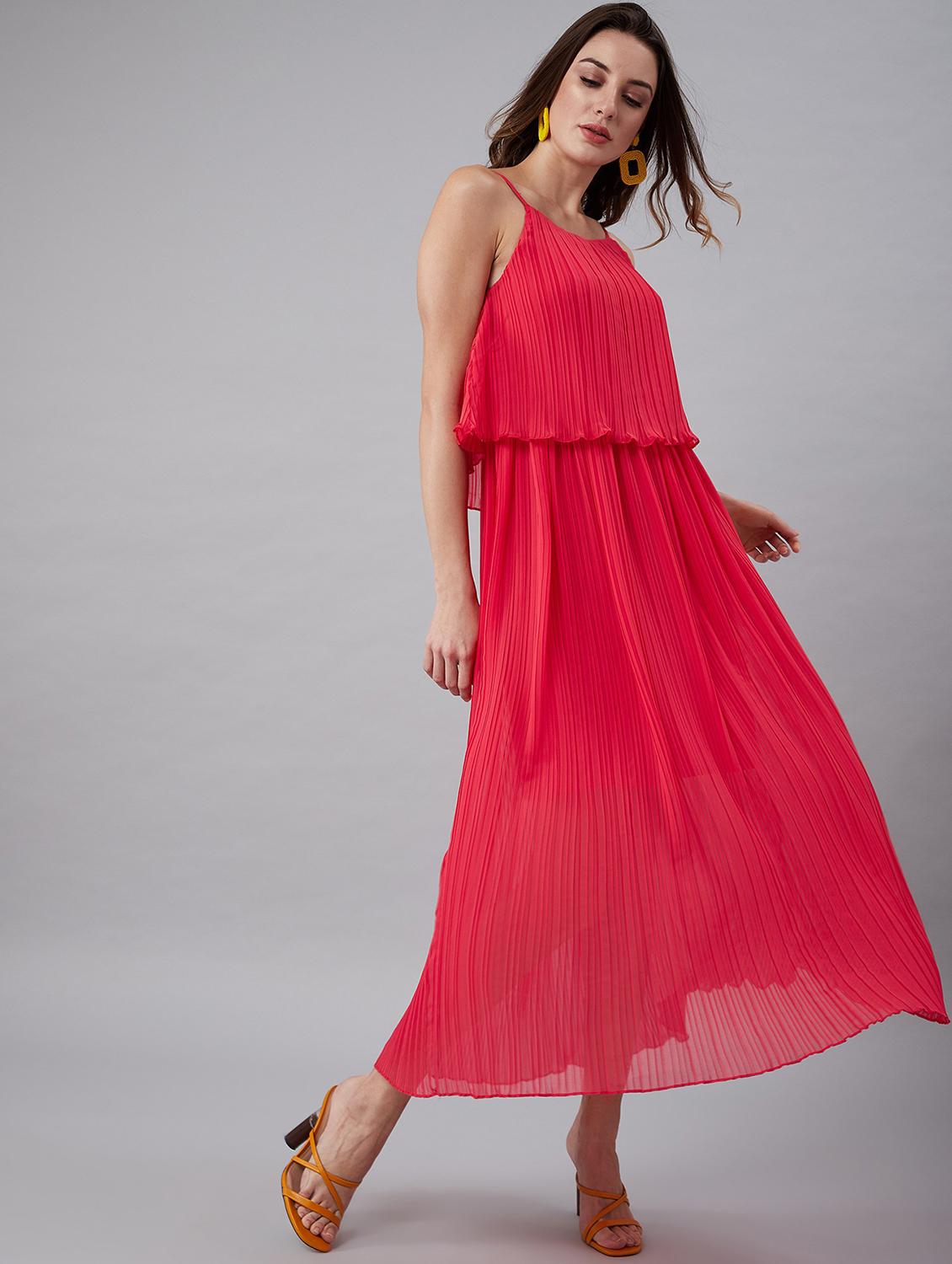 cami neck solid layered dress - 18391767 - Standard Image - 4
