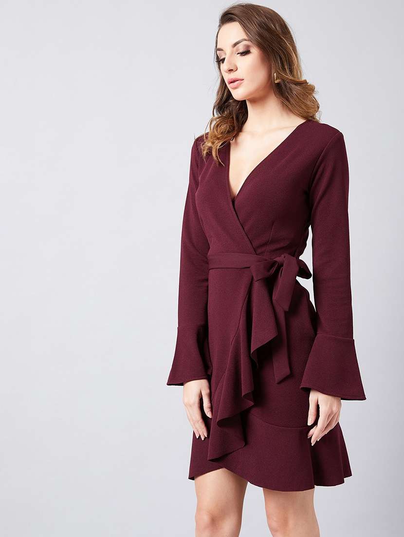 women's wrap solid dress - 18391909 -  Standard Image - 1