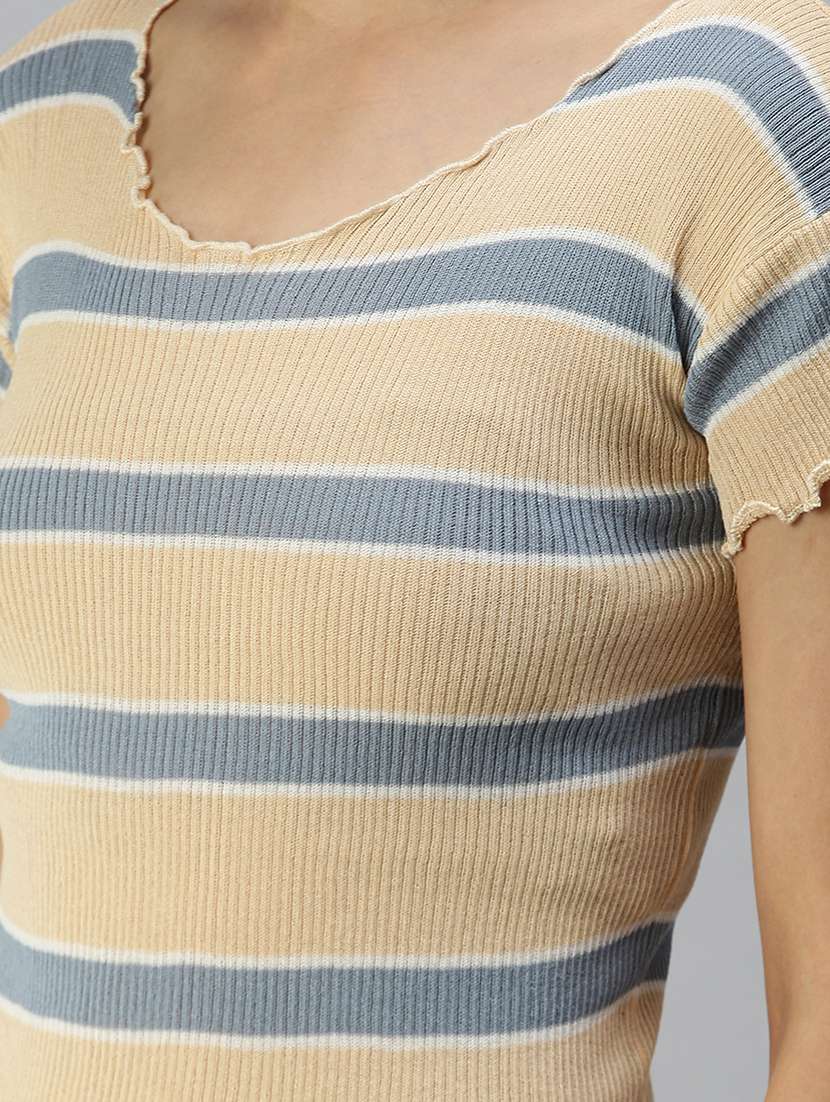 beige striped casual top - 18391962 -  Standard Image - 4
