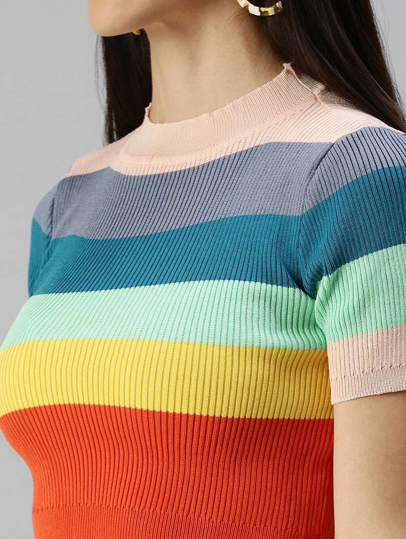 multi colored striped crop top - 18391971 -  Standard Image - 4