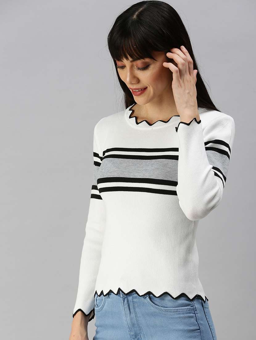 white  striprd crop top - 18391983 -  Standard Image - 1