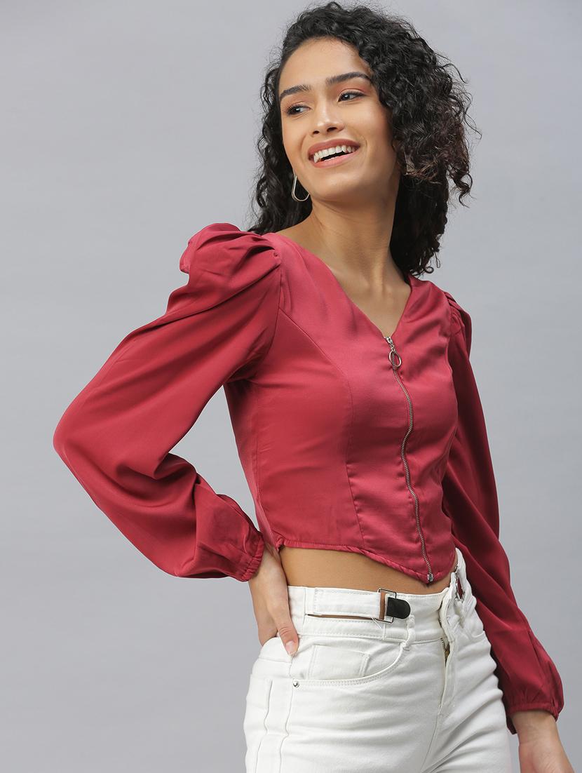 women's crop v neck top - 18392034 -  Standard Image - 1