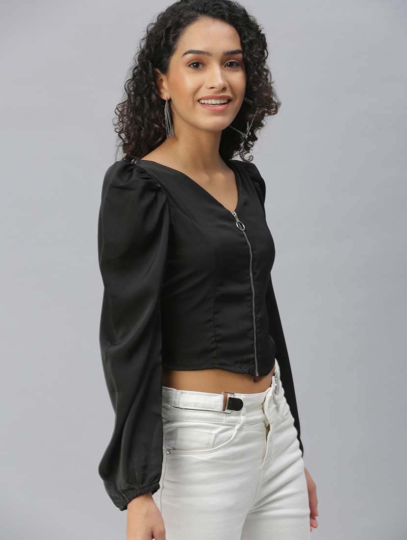 women's crop v neck top - 18392035 -  Standard Image - 1