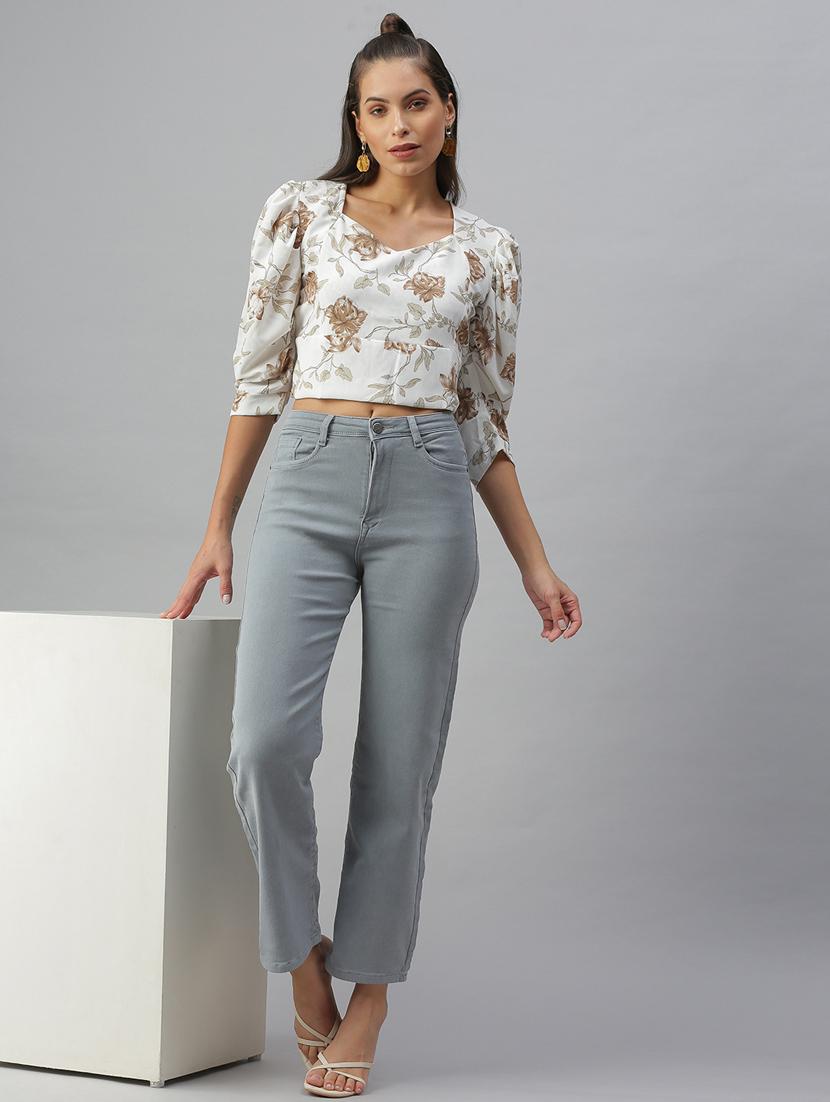 puff sleeve floral crop top - 18392149 - Standard Image - 4