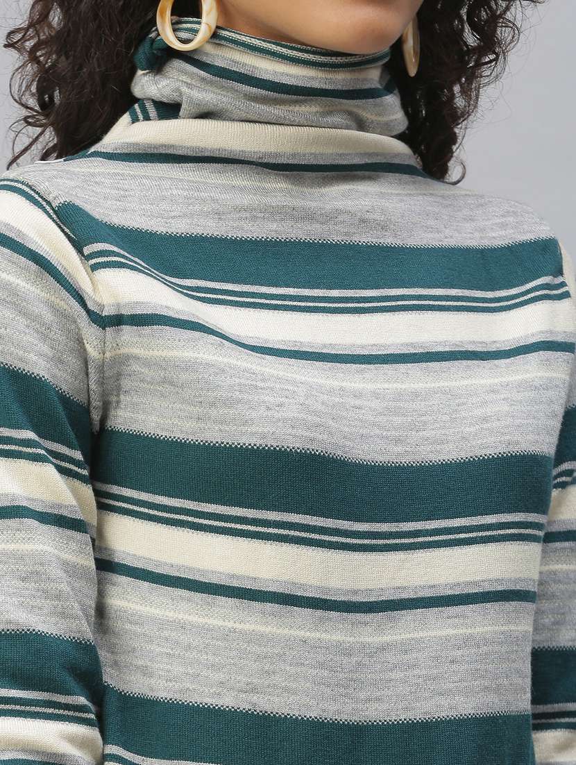 high neck striped top  - 18392163 -  Standard Image - 4