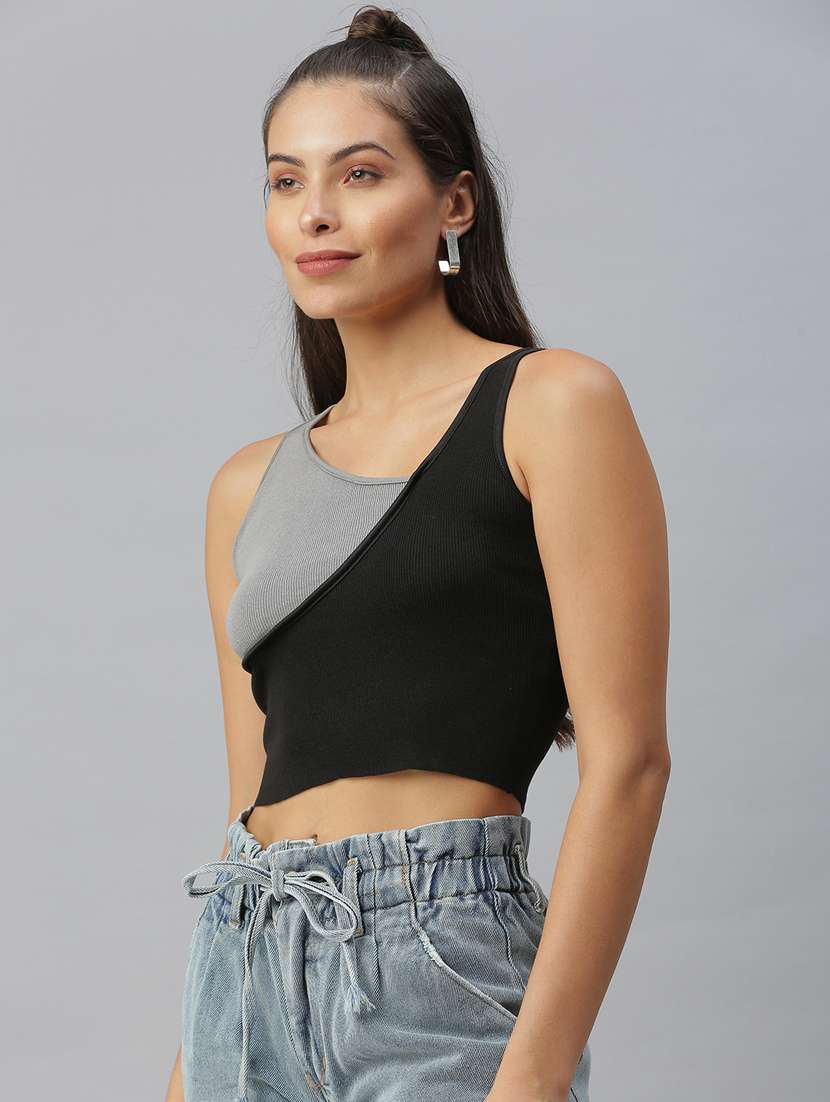 women's crop asymmetric neck top - 18392170 -  Standard Image - 1