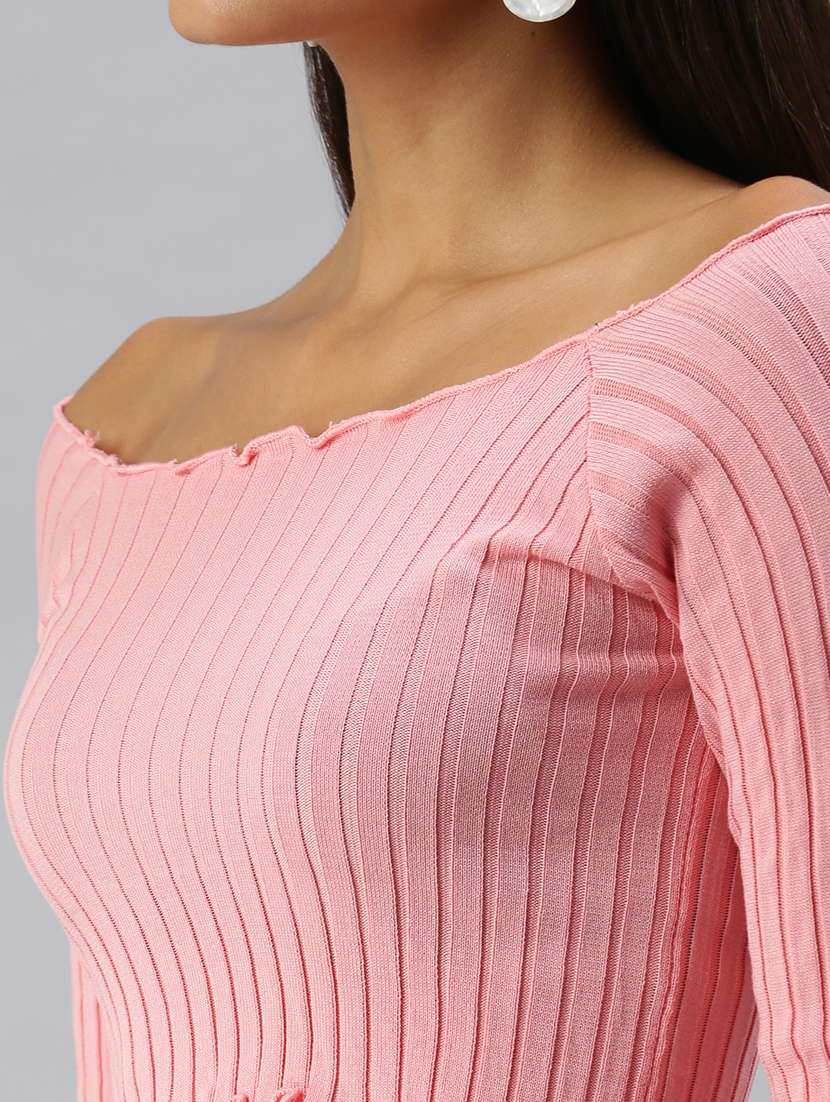off shoulder solid crop top  - 18392179 -  Standard Image - 4