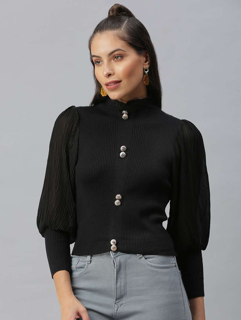 women's straight high neck top