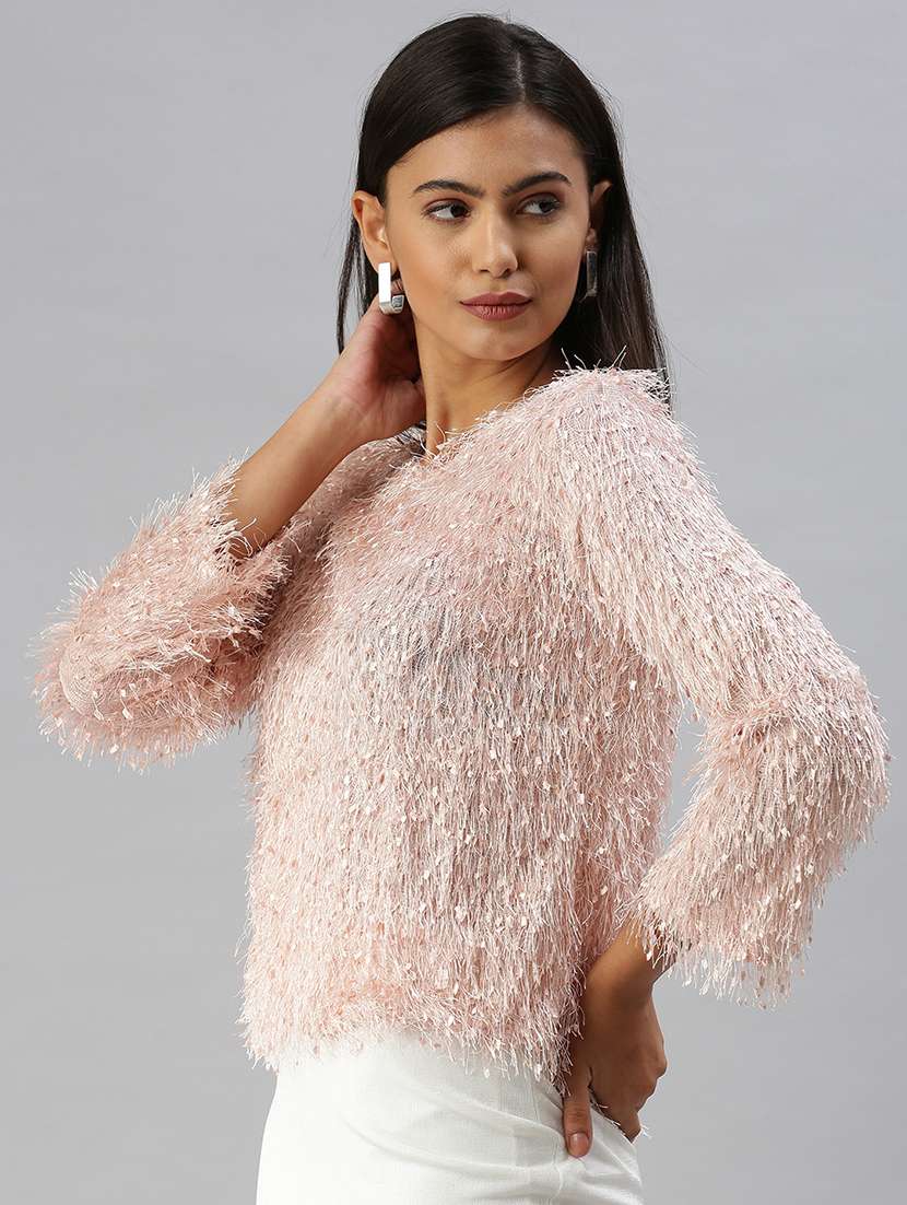 fur embellished regular top - 18392228 -  Standard Image - 1