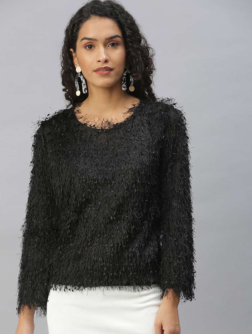 women's straight round neck top