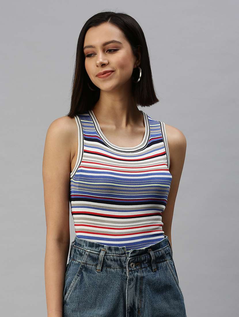 sleeveless striped crop top