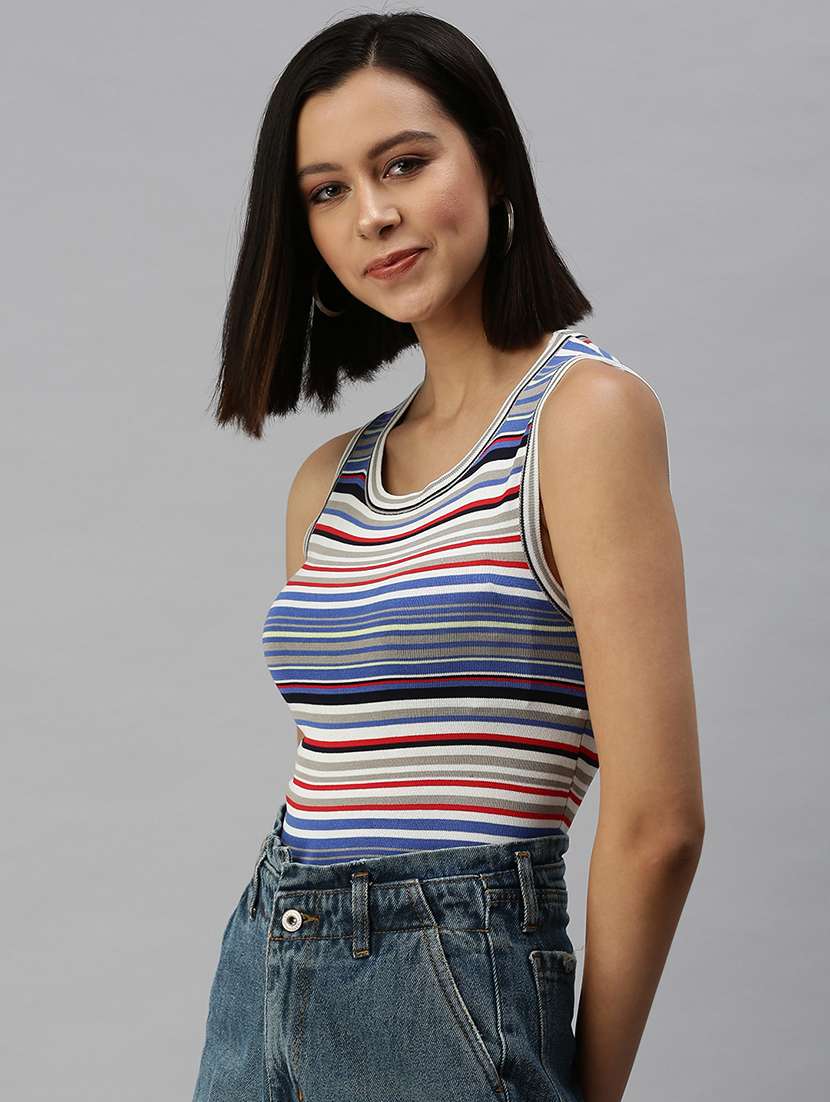 sleeveless striped crop top - 18392231 -  Standard Image - 1