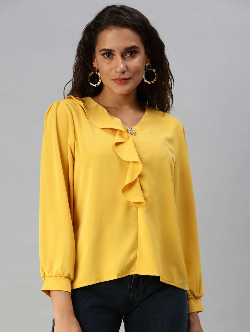 women's ruffle v neck top