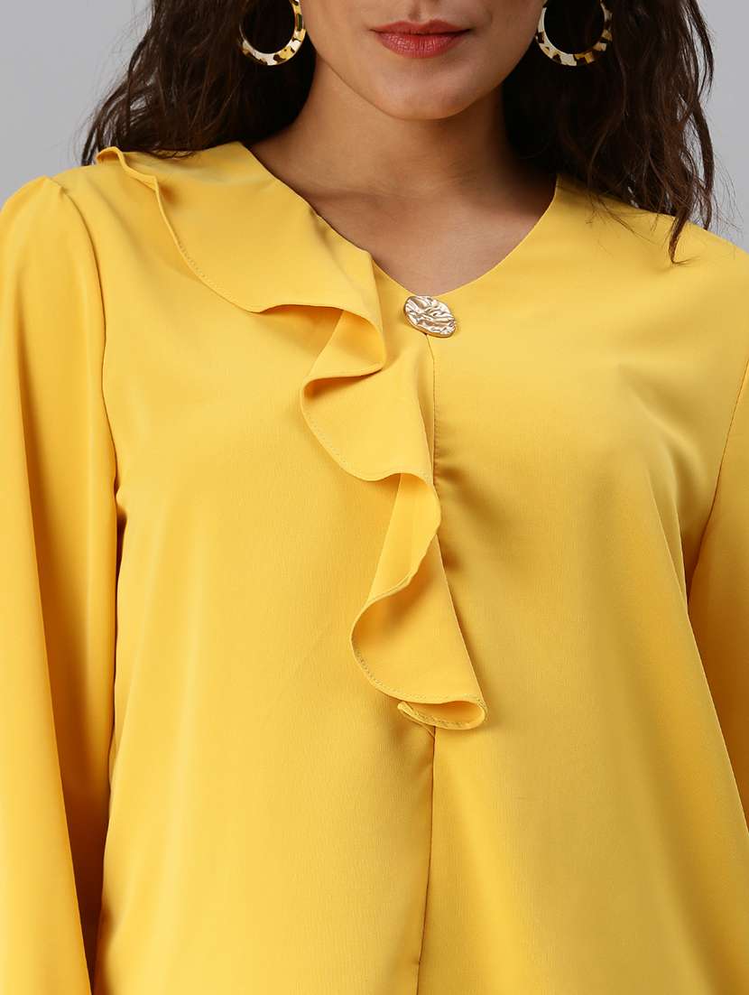 women's ruffle v neck top - 18392271 -  Standard Image - 4