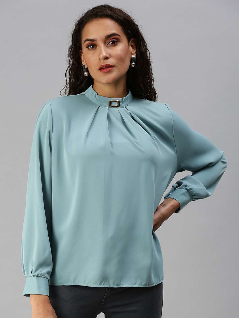 women's straight mock neck top