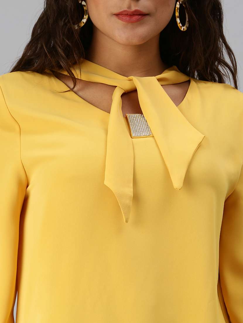 women's a line tie-up neck top - 18392275 - Standard Image - 4