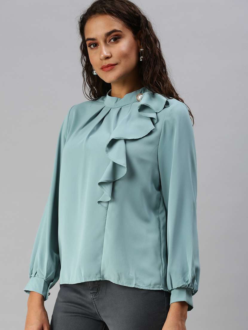 women's straight mandarin neck top - 18392278 -  Standard Image - 1