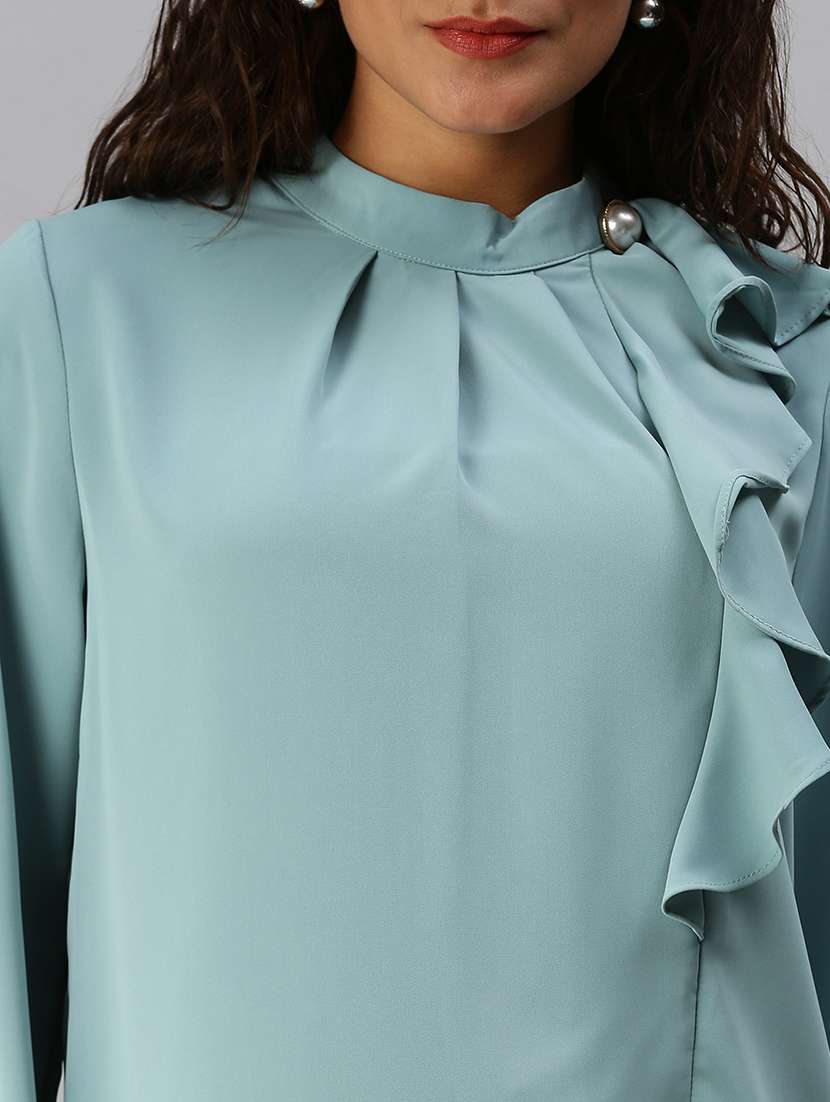 women's straight mandarin neck top - 18392278 - Standard Image - 4