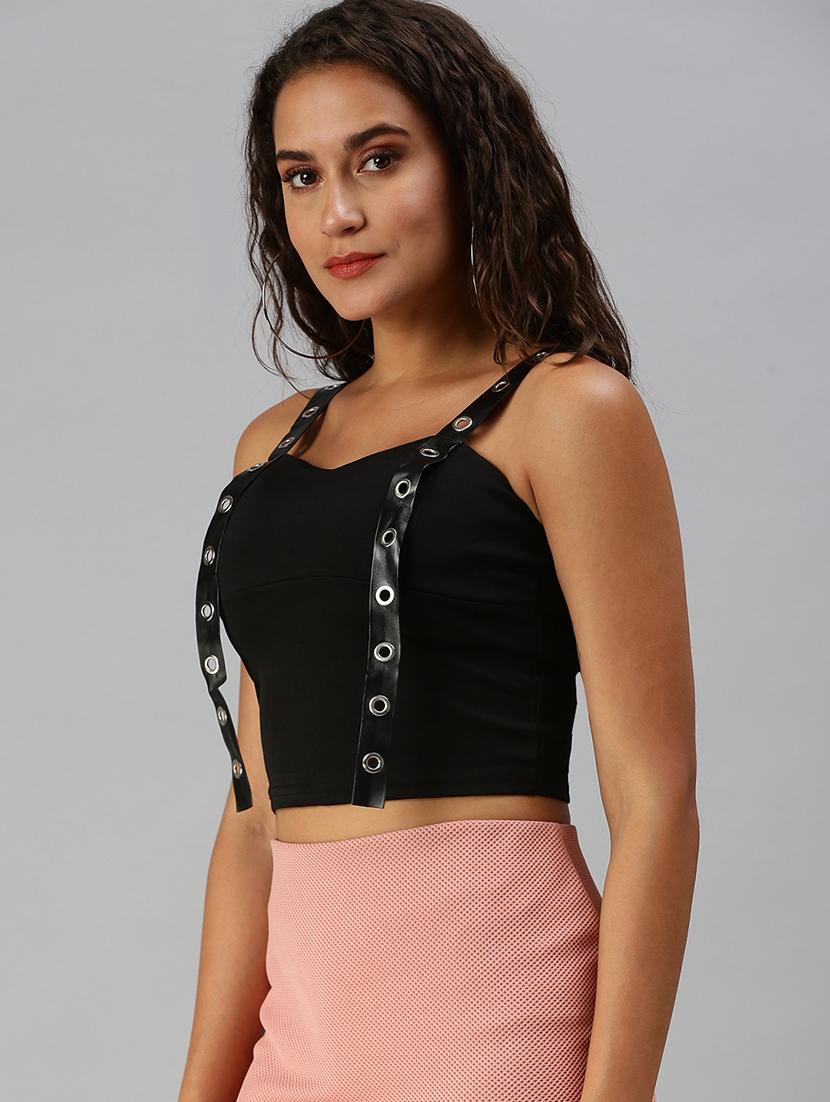 women's crop shoulder strap top - 18392282 - Standard Image - 1