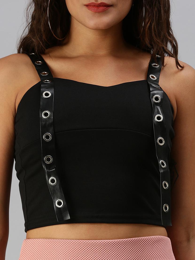 women's crop shoulder strap top - 18392282 - Standard Image - 4
