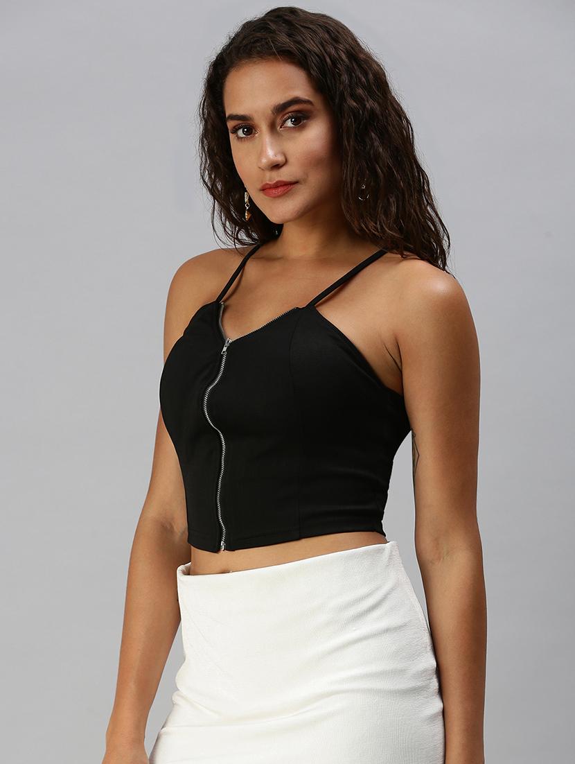 women's crop shoulder strap top - 18392292 - Standard Image - 1