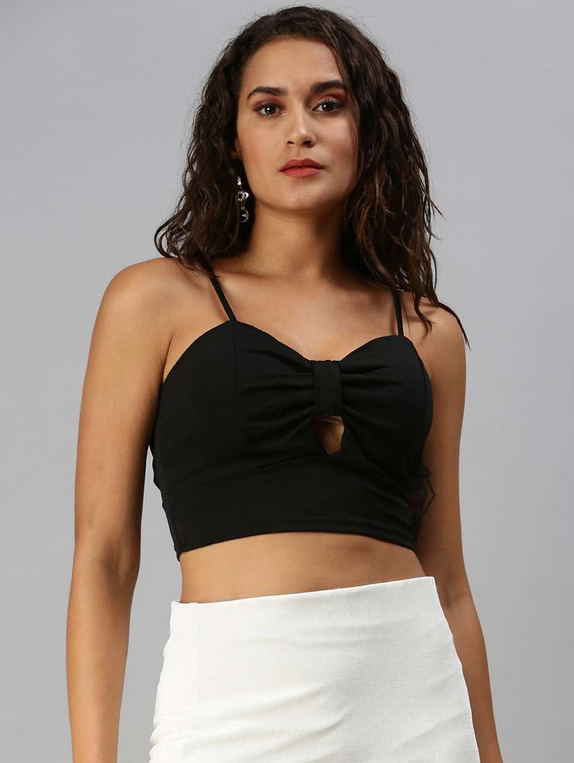 women's crop shoulder strap top